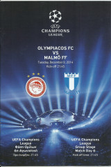 Ολυμπιακός – Μάλμε – Champions League 2014 - 2015 - Πρόγραμμα Αγώνα – ΟΣΦΠ - Malmo