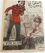 Le Coer Tzigane (Valse Viennoise). (Γ. Φεξής, δεκ. 1900) Μουσική: J. Vercolier / Τσιγγάνος βιολιστής. Χρωμολιθόγραφη ρετρό παρτιρούρα