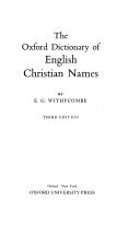 The Oxford Dictionary of English Christian Names