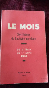 Le mois du 1 mars au 1 avril 1931