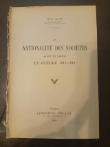 La Nationalité des Sociétés avant et depuis la guerre 1914-1918