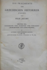 Die Fragmente der griechischen Historiker (Felix Jacoby) – Dritter Teil C Band 2 (E.J. Brill, Leiden)