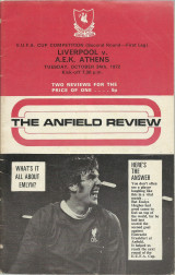 Λίβερπουλ – ΑΕΚ – 1972-1973 Κύπελλο uefa - Πρόγραμμα Αγώνα – Match Program Liverpool - AEK