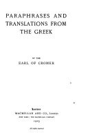 Paraphrases and Translations from the Greek